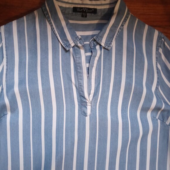 VELVET HEART 100% tencel striped chambray shirt dress (S) - Picture 3 of 16